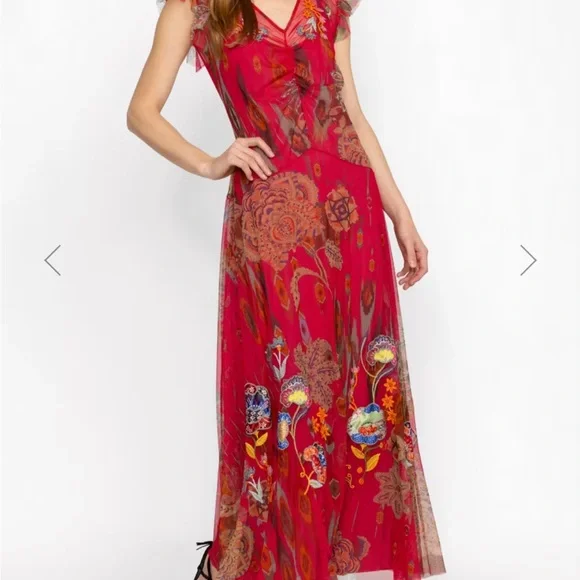 johnny was formal dresses Johnny Was Women's Button Front Yoke Dress in Admiral Blue, Size Small, Floral